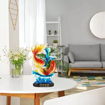12,8-дюймовая китайская статуэтка рыбы фэн-шуй, центральное украшение коллекции, скульптура из смолы, статуэтка для Red Fishes