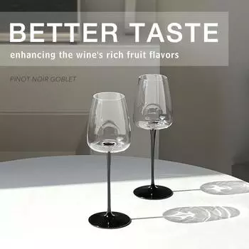 12,8(жидкая унция) Бокал Пино Нуар Хрустальный Бокал для Красного Вина Черный Прямой Тонкий Стержень Бокал Для Напитков Посуда Для Домашнего Бара Подходит Для Подарков
