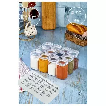 12 акриловых баночек для специй с этикеткой, контейнер для хранения емкостью 250 мл