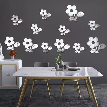 12 акриловых наклеек на зеркало в виде подсолнуха для украшения спальни и гостиной красный