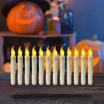 12 беспламенных конусных свечей с эффектом мерцания и пультом дистанционного управления для сервировки свадебного стола floral wand