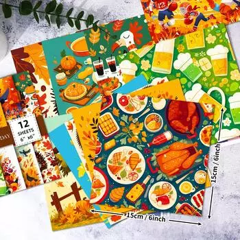 12 Бумага для материалов на тему Дня благодарения, счет вручную, периферийный материал, декоративная бумага, детские наградные подарки