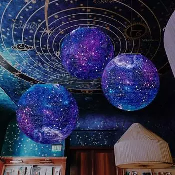 Бумажные фонарики «Созвездие» Привлекательное тонкое мастерство создают атмосферу Универсальный подвесной кулон синий