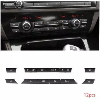 12 Buttons Key Caps Repair Kit A/C Heater Switch Covers For BMW F07 F10 F11 F01