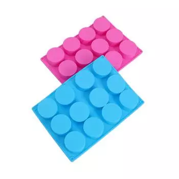 12 Cavity Cylinder Silicone Mold/Round Soap Mold/Handmade Shower Steamer Molds for Bath Bomb, Beeswax, Lotion Bars синий