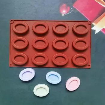 12 Cavity Silicone Oval Donut Mold Baking Pan Mold Bread Pastry Mold DIY Baking Tray Doughnut Dessert Making Cake Tools красный
