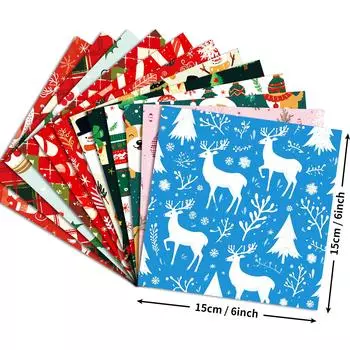 12 Christmas Red And Green Plaid Christmas Eve Gift Packaging Handbook Decorative Material Paper Decorative Backing Paper