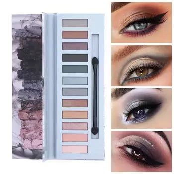 12-цветная палитра теней для век — обязательный элемент для нежного макияжа на праздничных вечеринках One Size серый