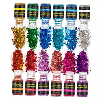 12 цветных голографических нейл-арт-шармов для самостоятельного изготовления и украшения Light Colors