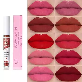12-цветный матовый бархатный блеск для губ с антипригарным покрытием, нелегко размазать глазурь для губ #1