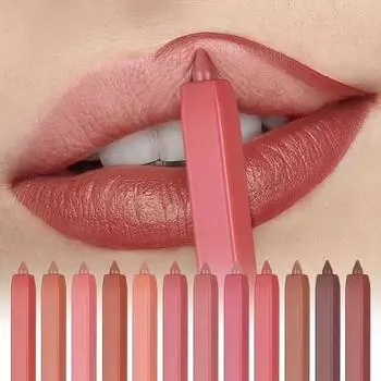12-цветный матовый карандаш для губ Carving Labial Makeup Стойкий коричневый карандаш для губ Водостойкая помада-карандаш Косметика для контурирования губ 01#