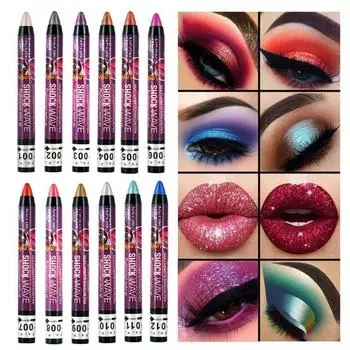 12 цветов 2-в-1 Тени для век Карандаш Профессиональный антипригарный стаканчик Водонепроницаемый Стойкий пигментированный карандаш для век и губ для женщин 11
