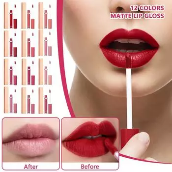 12 цветов блеска для губ, антипригарная бархатная помада для губ 2,5 мл One Size