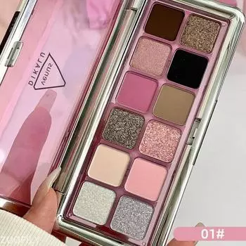 12 цветов, блестящая палитра теней для век, блестящий макияж глаз, стойкая палитра теней для век, косметика XYZ