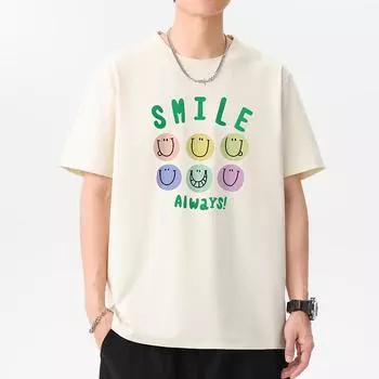 12 цветов больших размеров Всегда улыбайся мужская футболка с короткими рукавами 100% хлопок уличная футболка 4XL