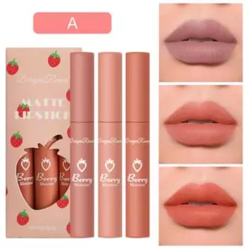 12 цветов, губная помада для макияжа, блеск для губ, водостойкая немаркирующая помада, долговечная влажная косметическая помада, костюм из 3 предметов