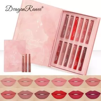 12 цветов губной помады, красная ручка, секс, красная помада, помада, тыква, матовая, грязно-оранжевая, подарочная коробка