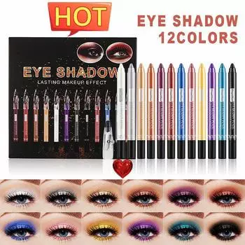 12 цветов карандаш для глаз хайлайтер тени для век карандаш косметические блестящие тени для век подводка для глаз ручка 1 box
