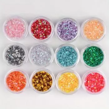 12 цветов/комплект, украшение для ногтей, ромбовидные блестки, стереолазерные разноцветные блестки 12pcs