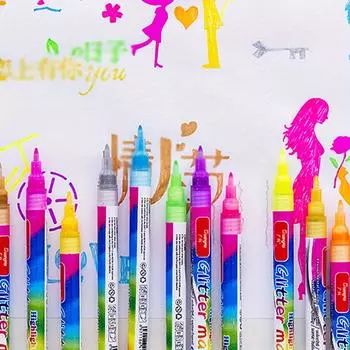 12 цветов маркера для выделения, новый набор мерцающих маркеров Squiggles, для искусства, рисования, создания эскизов, создания открыток, рождественских поздравительных открыток, поделок своими руками