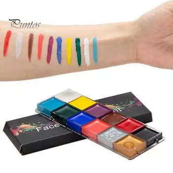 12 цветов, окрашенные пигменты, высокая насыщенность, водонепроницаемый, яркий цвет, косметический крем, сделай сам, компактный, для взрослых, для детей, для лица, для тела, картина маслом A