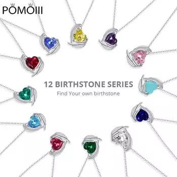 12 цветов ожерелье с любовью к камню по рождению, серебряное ожерелье с сердцем и крыльями, подарок на день рождения для девочки, модные ювелирные изделия BSN218