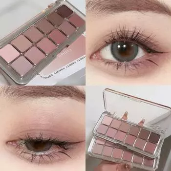 12 цветов Палитра теней для век Матовый перламутровый цвет земли Натуральный осветляющий Sleeper Silkworm Контурный лоток для теней для век Стойкая настройка для женщин