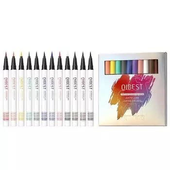 12 цветов подводки для глаз, неразмазывающаяся подводка для глаз для женщин, профессиональный водостойкий макияж глаз, цветная подводка для глаз (12ПК)