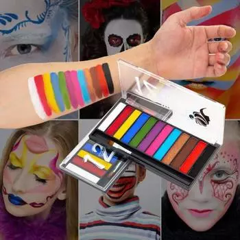12 цветов, полезные яркие цвета, легко удаляются, безопасная детская краска для лица, флэш-тату, художественная палитра для макияжа, домашнее использование