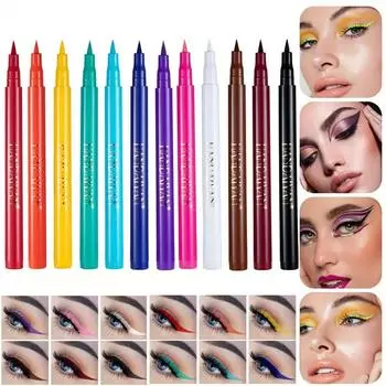 12 цветов, разноцветная черная жидкая подводка для глаз, водостойкий карандаш, стойкая жидкая подводка для глаз, макияж, женская косметика для глаз 01#