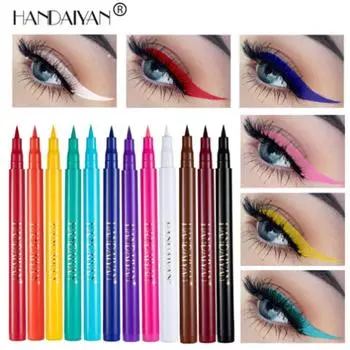12 цветов, разноцветная черная жидкая подводка для глаз, водостойкий карандаш, долговечная жидкая подводка для глаз, макияж, женская косметика для глаз