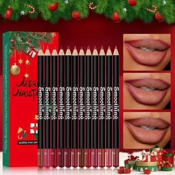 12 цветов Рождественский карандаш для губ Водостойкий Драконий карандаш для губ Стойкий антипригарный карандаш для губ с чашкой-крючком Набор для макияжа красный