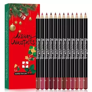 12 цветов Рождественский карандаш для губ Водостойкий Драконий карандаш для губ Стойкий антипригарный карандаш для губ с чашкой-крючком Набор для макияжа красный