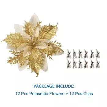 12 цветов с лепестками 12 пинцетов для украшения елки красными лепестками жёлтый