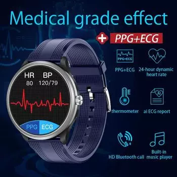 12 цветов Смарт-часы PPG + ЭКГ Часы здоровья Мужчины Женщины Смарт-часы Bluetooth Вызов Спорт Фитнес-браслет Часы для Android Apple Xiaomi Huawei