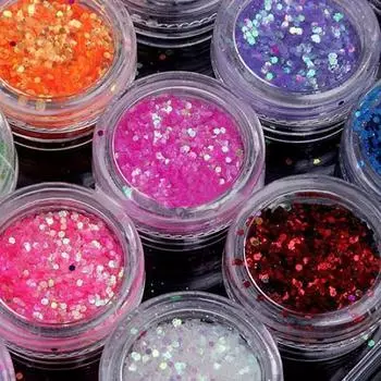 12 цветов УФ-гель акрил DIY блеск украшения ногтей блестки порошок набор