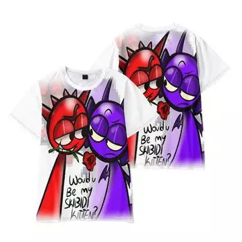 12 цветов, забавная мультяшная футболка Sprunki, крутая мужская футболка с круглым вырезом, повседневная унисекс, уличная одежда, аниме, модная футболка, Camisetas Ropa Hombre XS чёрный