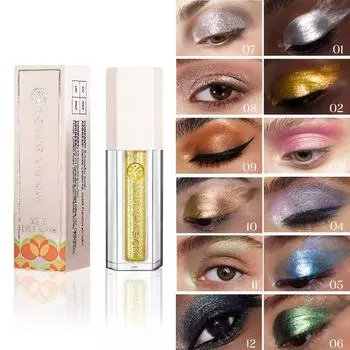 12 цветов, жидкие перламутровые тени для век, цветные, струящиеся, легкие, с тонким блеском и ярким светом 5ml