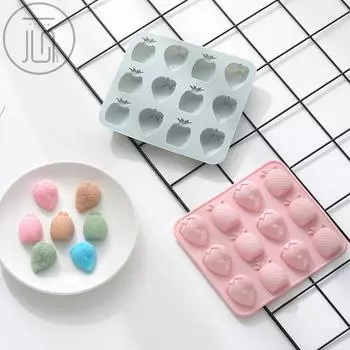 12 даже клубника, ананас, силиконовая форма для кубиков льда, форма для шоколада, форма для выпечки конфет, закусок синий