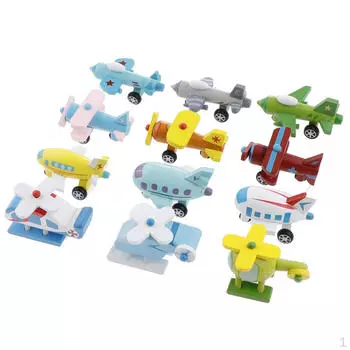 12 деревянных самолетов цветная модель для детей