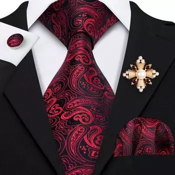 12 дизайнов брошь для галстука с узором пейсли для мужчин, свадебный формальный шелковый галстук, набор запонок с носовым платком N-0314