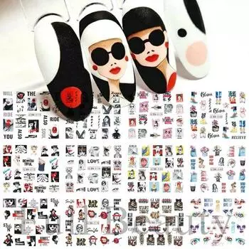 12 дизайнов, сексуальные губы, наклейки для ногтей, наклейки для рта, вишневый поцелуй, наклейки для рта, поп-слайдеры, украшения для ногтей на Хэллоуин, CHBN2173-2184 белый