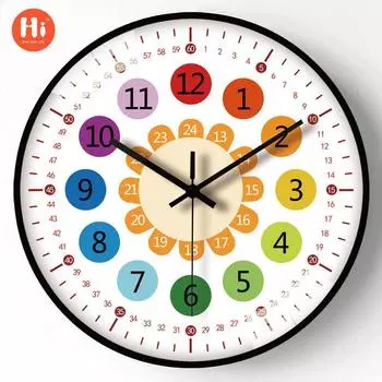 [12 дюймов 30 см] Настенные часы для раннего образования Часы для гостиной Детская комната Простое украшение Настенные часы