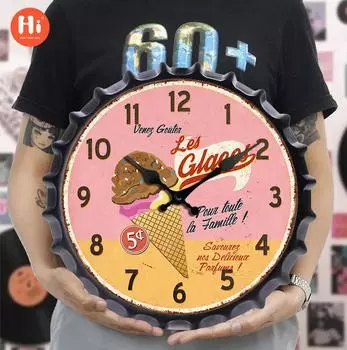 12 дюймов 30 смДюймовые новые винтажные настенные часы в форме крышки от бутылки пива для домашнего декора 20CM-CQ437-1