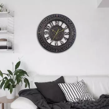 12 дюймов современные настенные часы бесшумные не тикающие на батарейках декоративные круглые для жизни чёрный