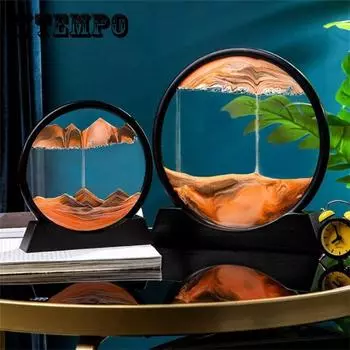 12-дюймовая художественная живопись, глубокий морской пейзаж, струящийся песок, 3D движущийся песок, художественная картина, песочные часы, круглое стекло, домашний декор