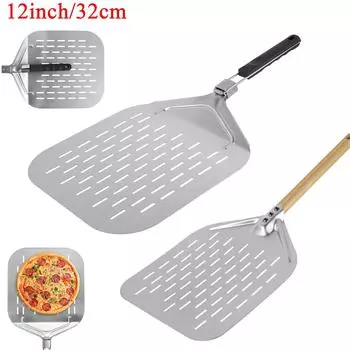 12-дюймовая лопатка для пиццы из нержавеющей стали со складной ручкой, антипригарная лопатка для пиццы, приспособление для снятия кожицы с пиццы, поднос для переноса торта, инструмент для выпечки
