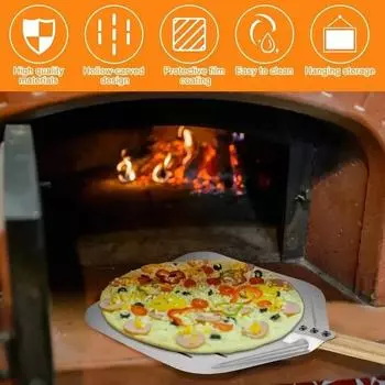 12-дюймовая лопатка для пиццы с деревянной ручкой, перфорированная лопатка для пиццы с антипригарным покрытием, легкая лопатка для пиццы, инструмент для выпечки