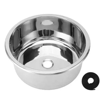 12-дюймовая одночашевая барная мойка из полированной нержавеющей стали, круглая кухонная мойка с 40-миллиметровым сливным отверстием для Bo