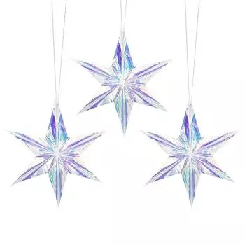 12-дюймовая переливающаяся пленочная звезда с блестящей красочной тонкой пленкой, пентаграмма, шестиугольная звезда для свадьбы, дня рождения, витрины, дома, подвесные украшения, декор Star